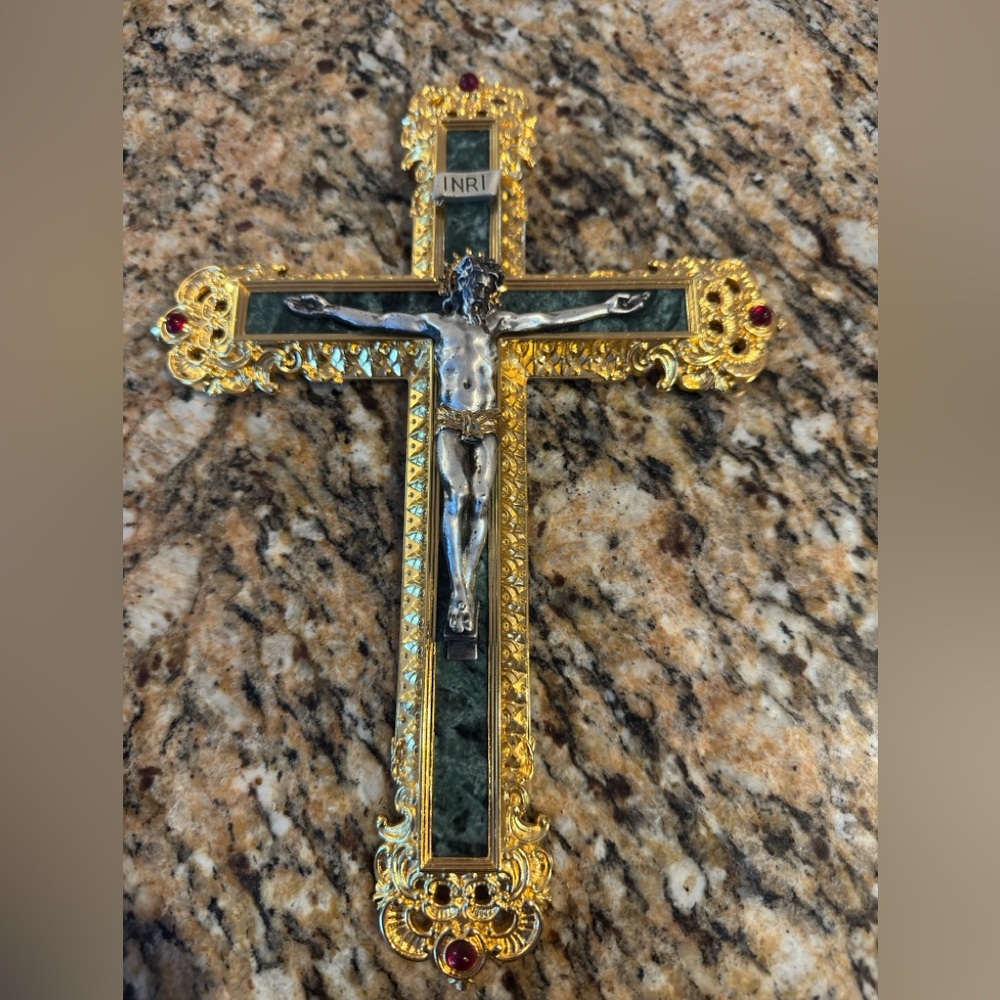 Rare Franklin Mint Marble and gold Wall Cross Italy The treasures of Florence